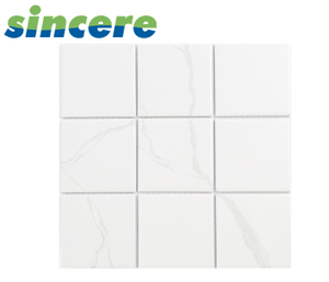 Carrara White Marble Patterns Quadratisches Porzellanmosaik 